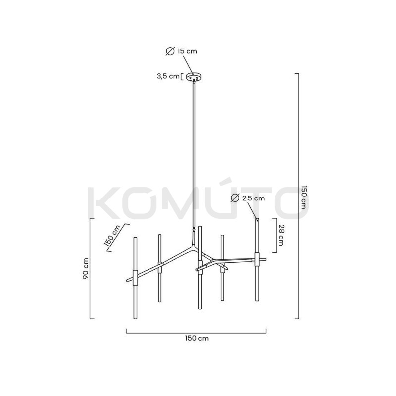 Lampa Wisząca glamour Candelabr 10 geometryczna nowoczesna