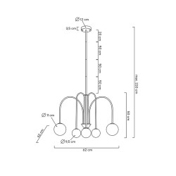 Lampa wisząca glamour NERI złota białe klosze do salonu Lampa wisząca glamour NERI złota białe klosze do salonu