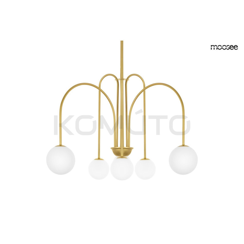 Lampa wisząca glamour NERI złota białe klosze do salonu