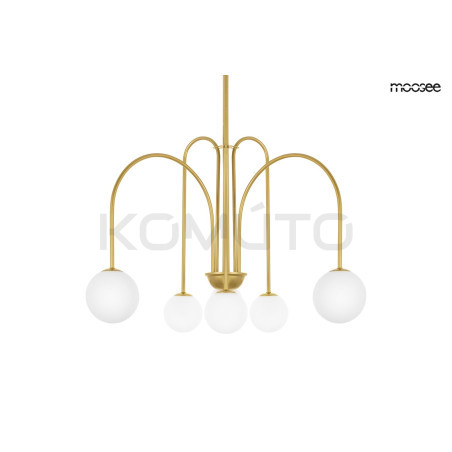 Lampa wisząca glamour NERI złota białe klosze do salonu