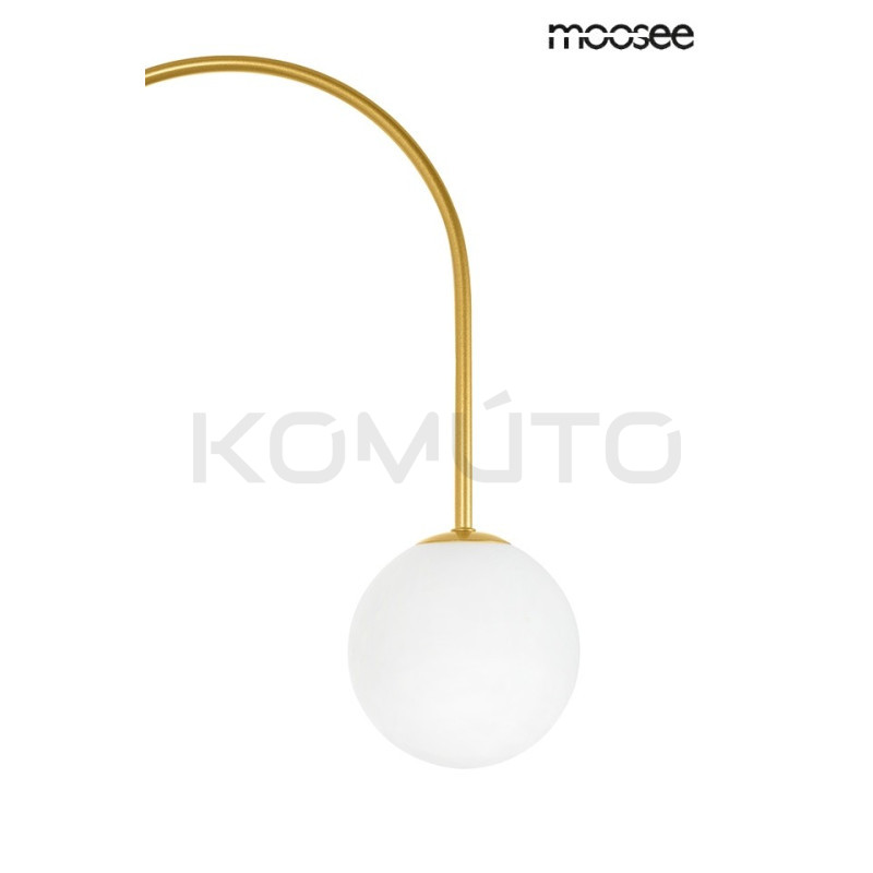 Lampa wisząca glamour NERI złota białe klosze do salonu Lampa wisząca glamour NERI złota białe klosze do salonu