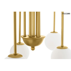 Lampa wisząca glamour NERI złota białe klosze do salonu Lampa wisząca glamour NERI złota białe klosze do salonu