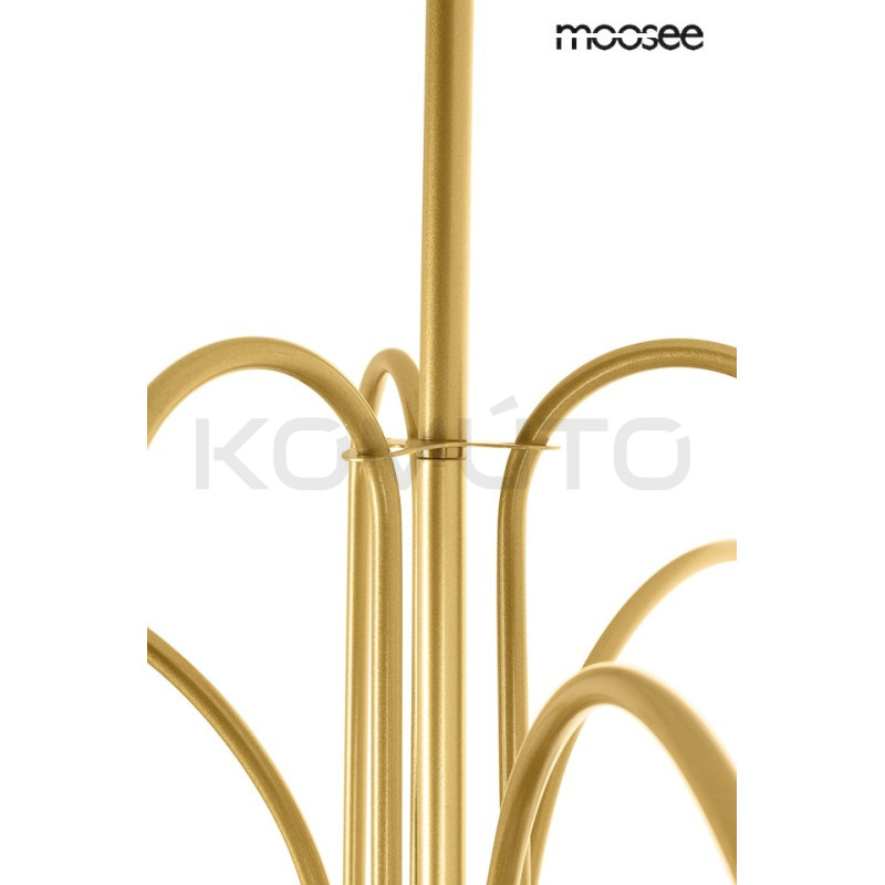 Lampa wisząca glamour NERI złota białe klosze do salonu Lampa wisząca glamour NERI złota białe klosze do salonu