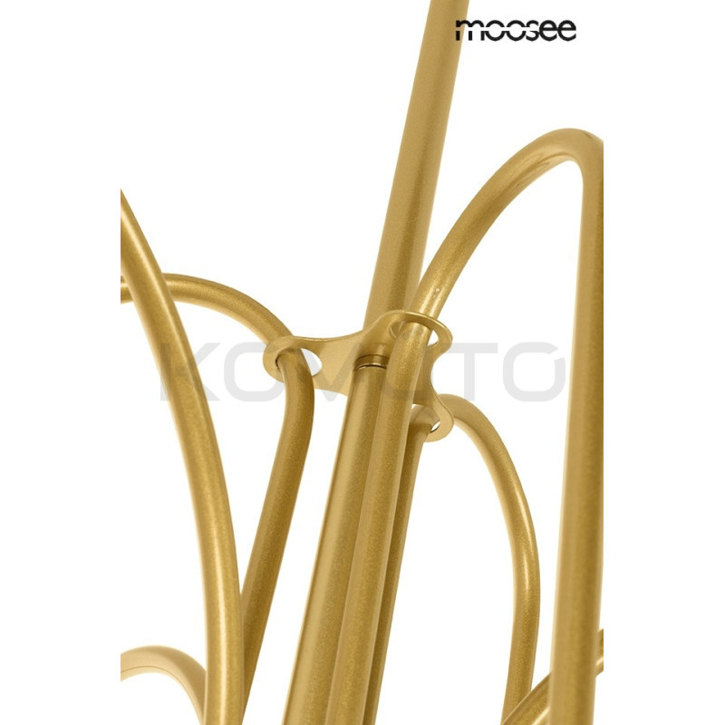 Lampa wisząca glamour NERI złota białe klosze do salonu Lampa wisząca glamour NERI złota białe klosze do salonu