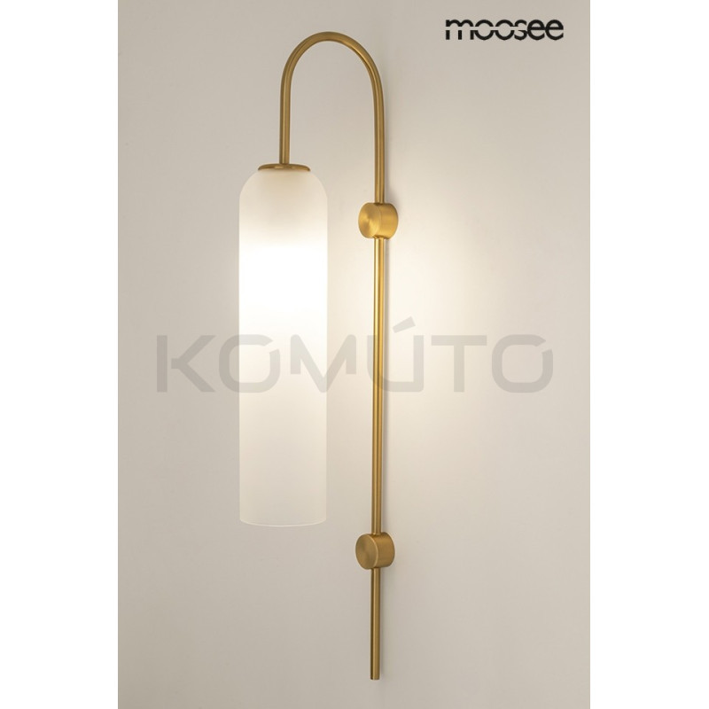 Kinkiet glamour Slack Biały szklany z elementami złota