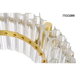 Kryształowa Lampa wisząca SATURNUS 47 podwójna złota żyrandol