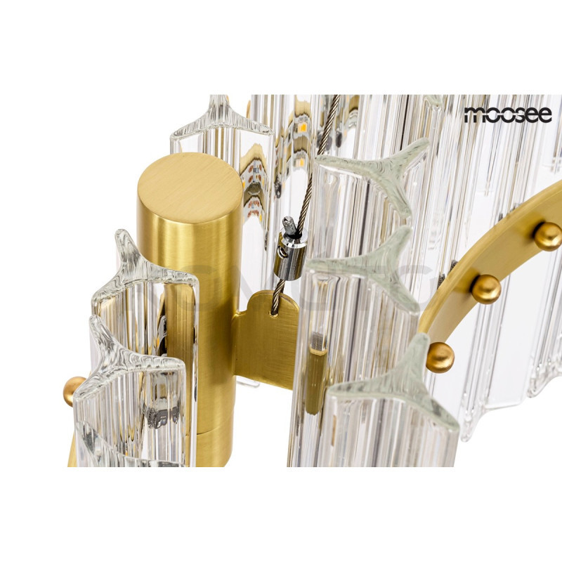 Kryształowa Lampa wisząca SATURNUS 47 podwójna złota żyrandol