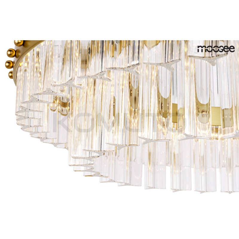 Kryształowa Lampa wisząca SATURNUS 47 podwójna złota żyrandol