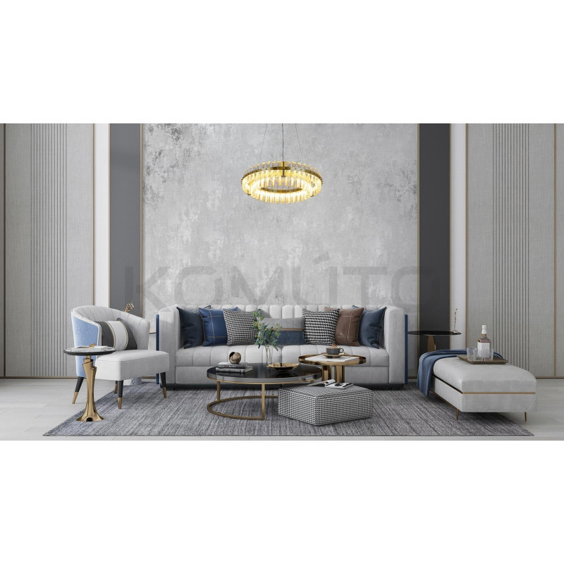 Kryształowa Lampa wisząca SATURNUS 47 podwójna złota żyrandol