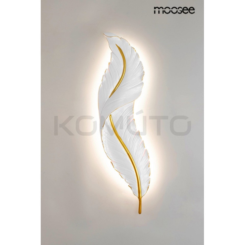 Kinkiet Ikar 60 piórko biało złoty nowoczesny