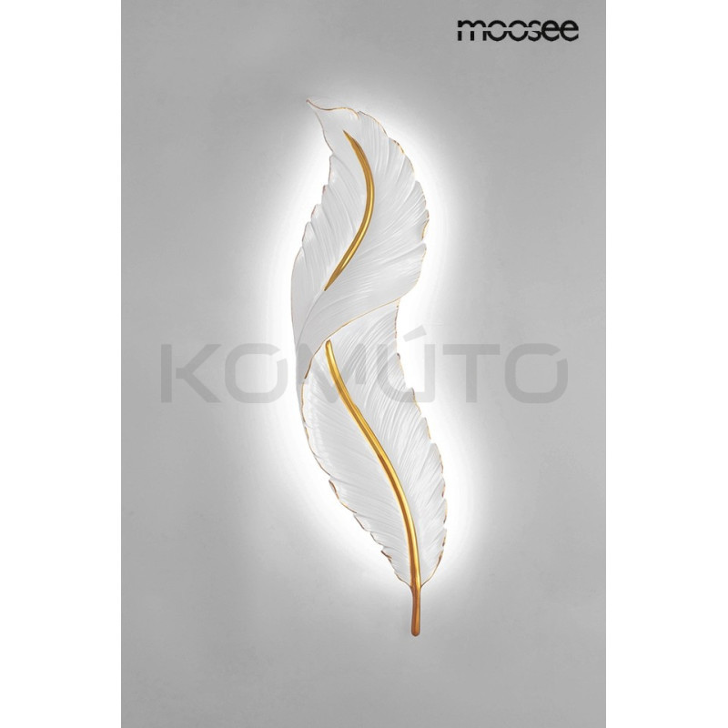 Kinkiet Ikar 60 piórko biało złoty nowoczesny