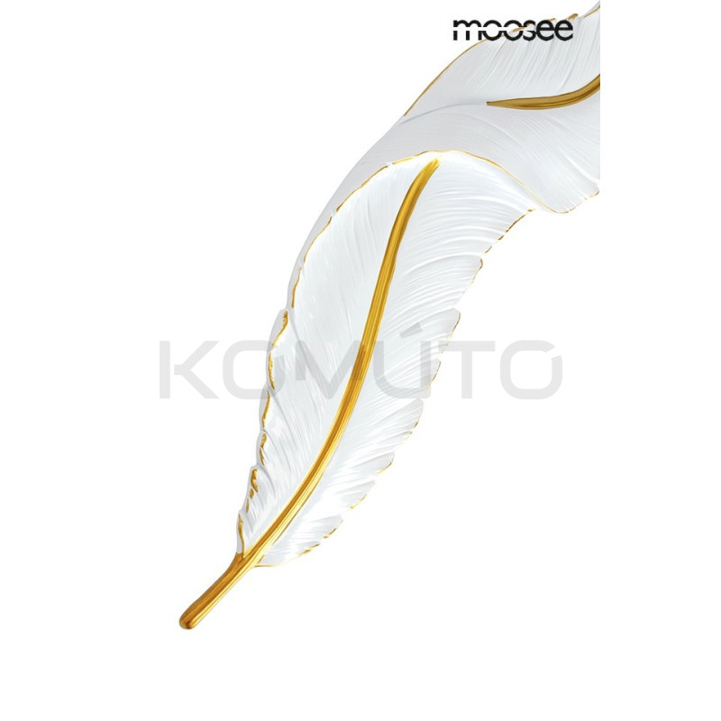 Kinkiet Ikar 80 pióro biało złote do salonu