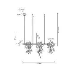 Lampa wisząca Plant Line lampa pozioma z trzema doniczkami  Lampa wisząca Plant Line lampa pozioma z trzema doniczkami