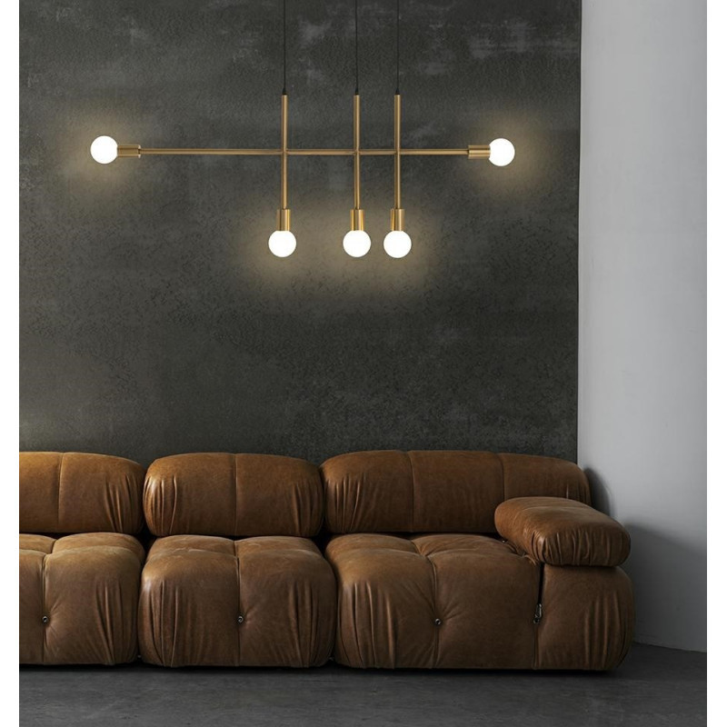 Lampa wisząca pozioma RIVA 5 złota nad wyspę Lampa wisząca pozioma RIVA 5 złota nad wyspę