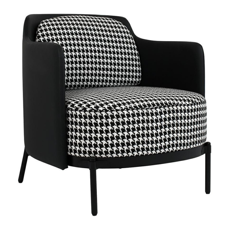 Fotel VENICE BLACK – Elegancja i Styl w Biało-Czarnej Pepitce