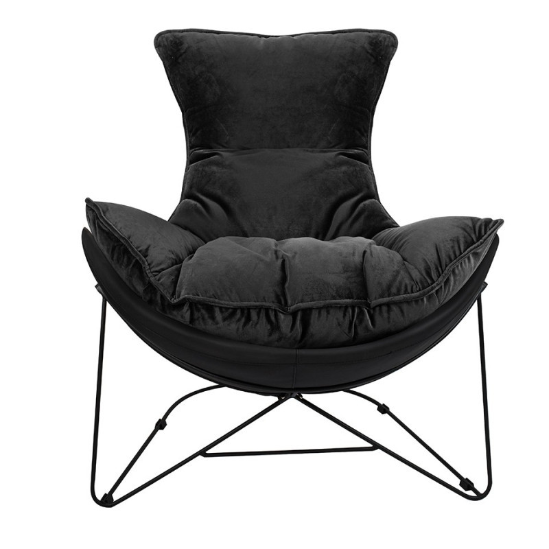 Fotel nowoczesny Otilia Stand czarny Velvet Welur Plusz