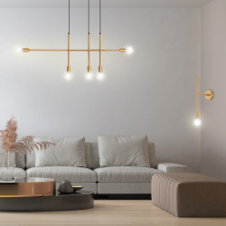 Lampa wisząca pozioma RIVA 5 złota nad wyspę Lampa wisząca pozioma RIVA 5 złota nad wyspę