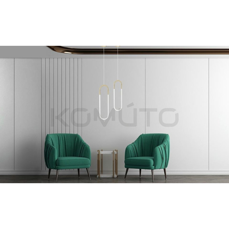 Lampa wisząca PUZO S Led o złotym wydłużonym kloszu