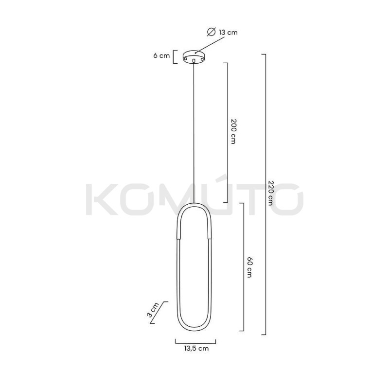 Lampa wisząca PUZO S Led o złotym wydłużonym kloszu