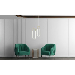 Lampa wisząca PUZO L złota wydłużony nowoczesny kształt LED Lampa wisząca PUZO L złota wydłużony nowoczesny kształt LED