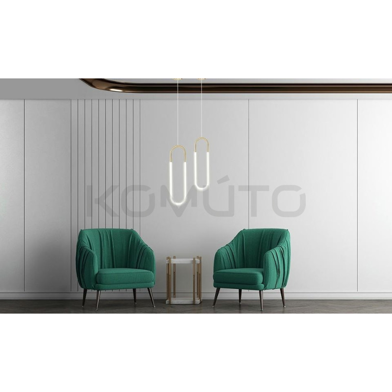 Lampa wisząca PUZO L złota wydłużony nowoczesny kształt LED Lampa wisząca PUZO L złota wydłużony nowoczesny kształt LED