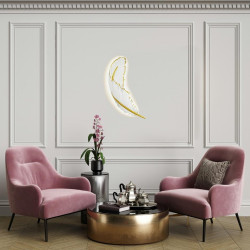 Kinkiet glamour Piórko biało złoty dekoracyjny artystyczny