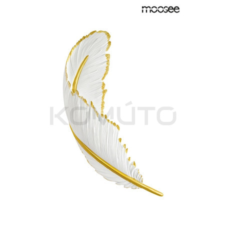 Kinkiet glamour Piórko biało złoty dekoracyjny artystyczny