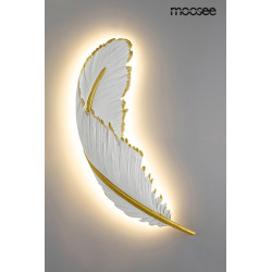 Kinkiet glamour Piórko biało złoty dekoracyjny artystyczny