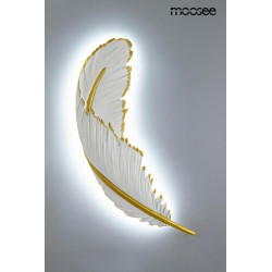 Kinkiet glamour Piórko biało złoty dekoracyjny artystyczny