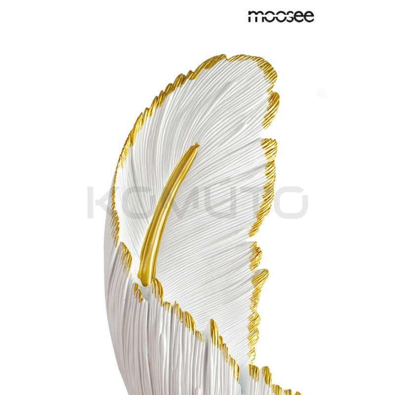 Kinkiet glamour Piórko biało złoty dekoracyjny artystyczny