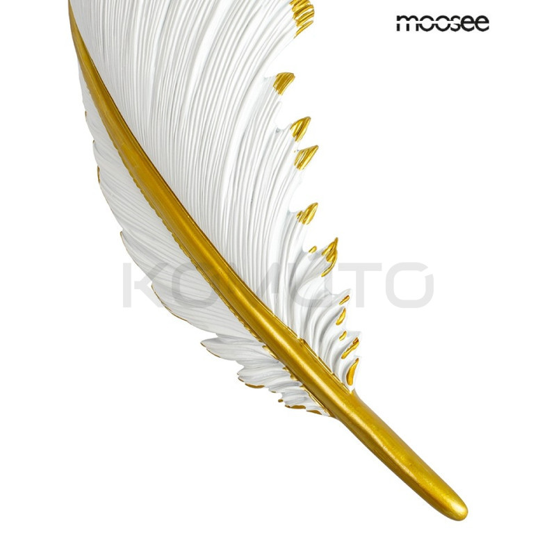 Kinkiet glamour Piórko biało złoty dekoracyjny artystyczny