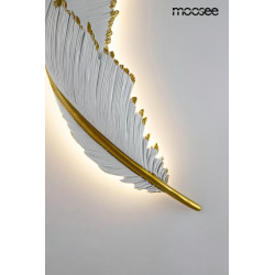 Kinkiet glamour Piórko biało złoty dekoracyjny artystyczny