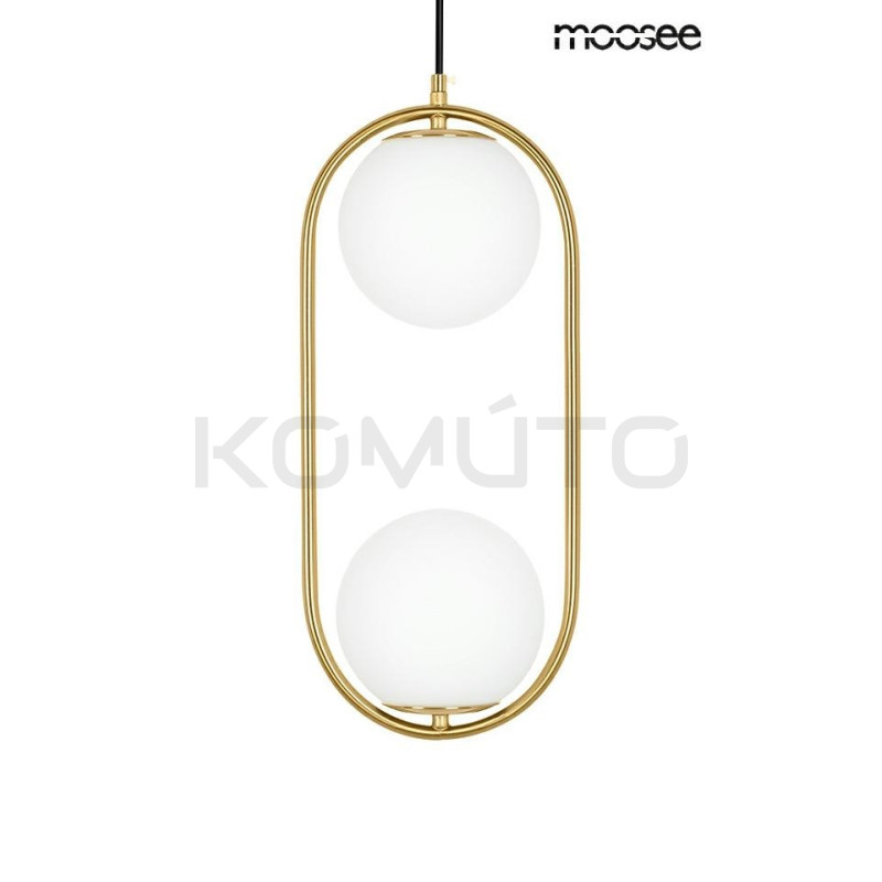 Lampa wisząca Aurelia Twin złota 2 kuliste białe klosze