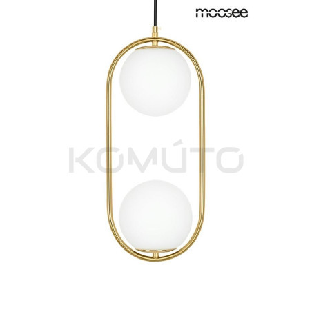 Lampa wisząca Aurelia Twin złota 2 kuliste białe klosze