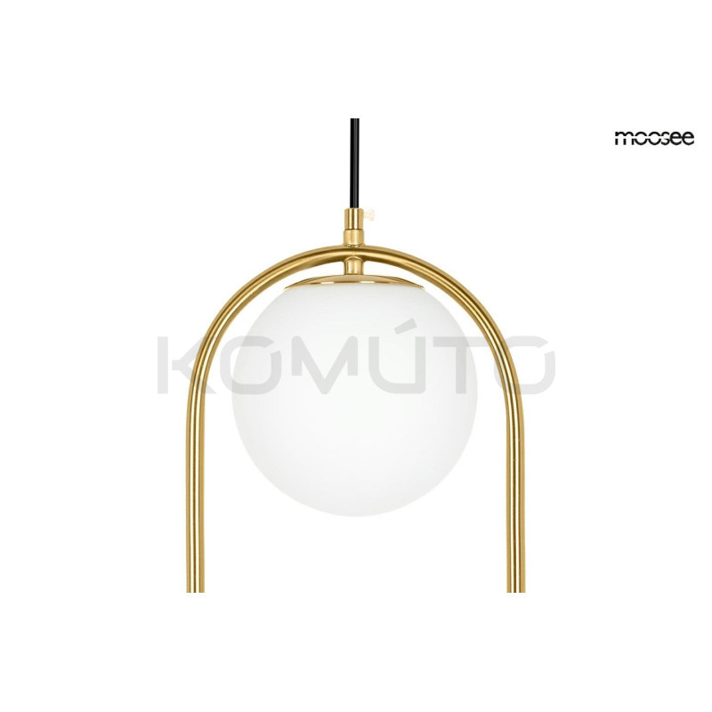 Lampa wisząca Aurelia Twin złota 2 kuliste białe klosze Lampa wisząca Aurelia Twin złota 2 kuliste białe klosze