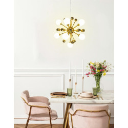 Lampa wisząca Aurelia złota z białymi kloszami do salonu Lampa wisząca Aurelia złota z białymi kloszami do salonu