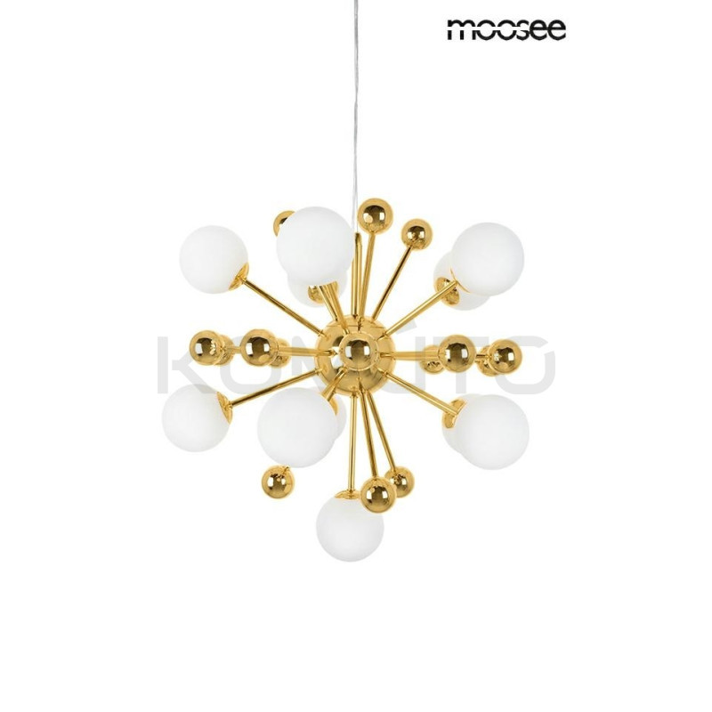 Lampa wisząca Aurelia złota z białymi kloszami do salonu