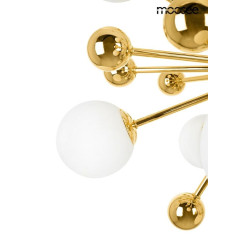 Lampa wisząca Aurelia złota z białymi kloszami do salonu Lampa wisząca Aurelia złota z białymi kloszami do salonu