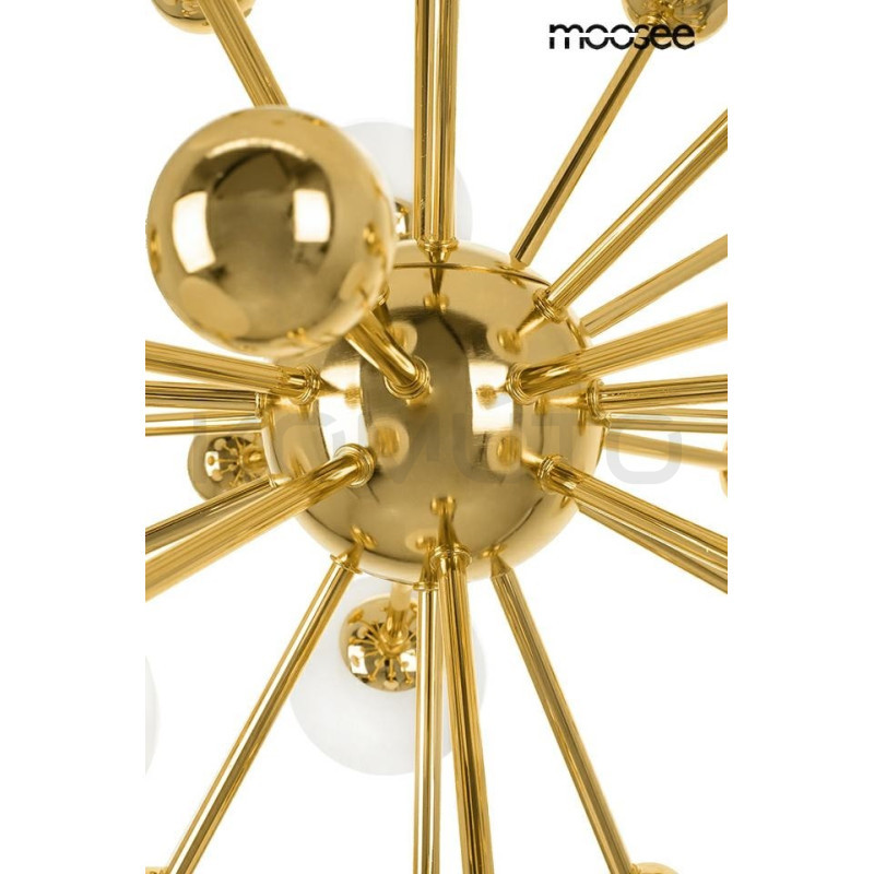 Lampa wisząca Aurelia złota z białymi kloszami do salonu Lampa wisząca Aurelia złota z białymi kloszami do salonu