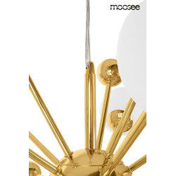 Lampa wisząca Aurelia złota z białymi kloszami do salonu Lampa wisząca Aurelia złota z białymi kloszami do salonu