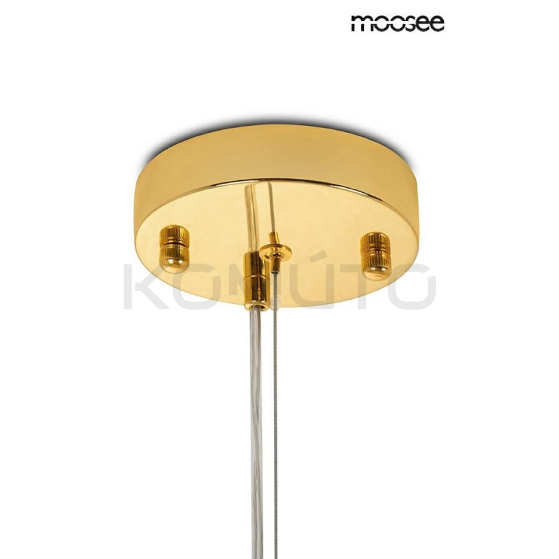 Lampa wisząca Aurelia złota z białymi kloszami do salonu Lampa wisząca Aurelia złota z białymi kloszami do salonu