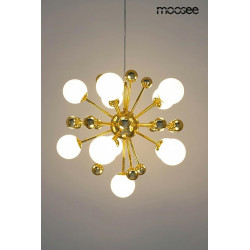 Lampa wisząca Aurelia złota z białymi kloszami do salonu Lampa wisząca Aurelia złota z białymi kloszami do salonu