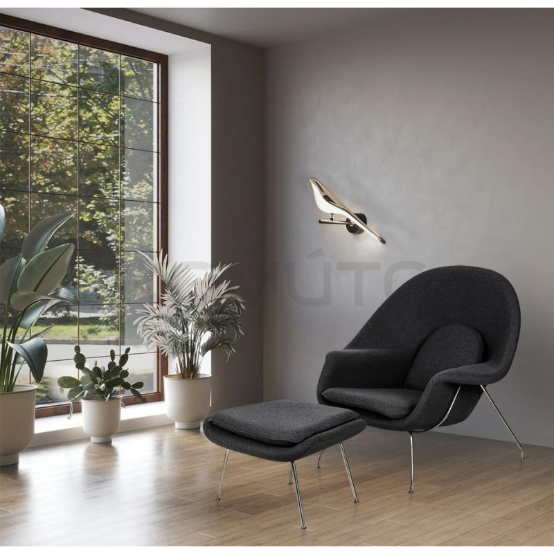 Kinkiet glamour BIRD ptaszek złoty słowik na gałązce