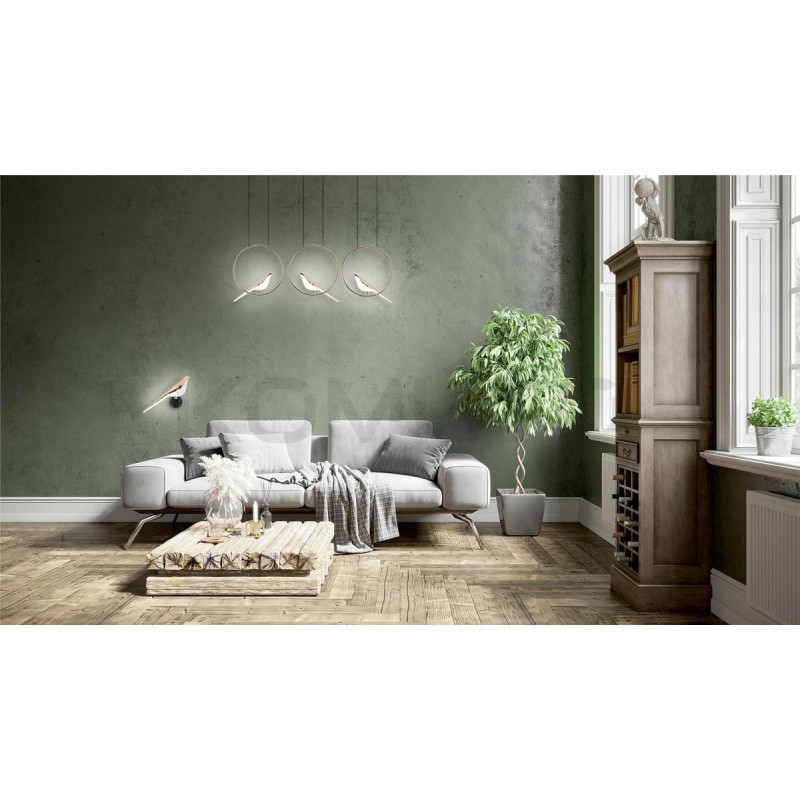 Kinkiet glamour BIRD ptaszek złoty słowik na gałązce