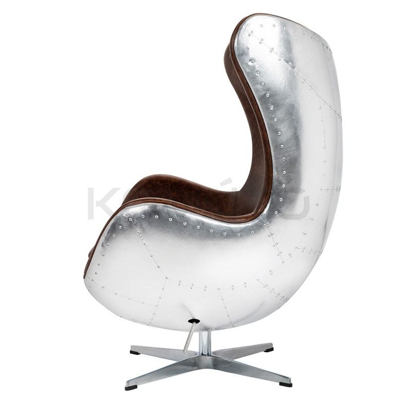 Fotel z metalowym tyłem EGG AVIATOR PU eko-skóra brązowa