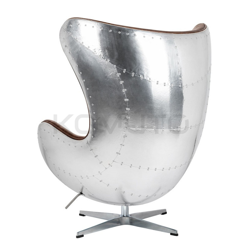 Fotel z metalowym tyłem EGG AVIATOR PU eko-skóra brązowa