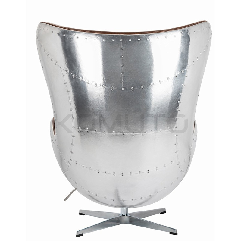 Fotel z metalowym tyłem EGG AVIATOR PU eko-skóra brązowa