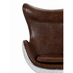 Fotel z metalowym tyłem EGG AVIATOR PU eko-skóra brązowa
