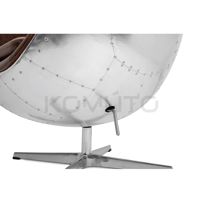 Fotel z metalowym tyłem EGG AVIATOR PU eko-skóra brązowa