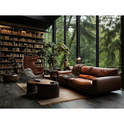 Fotel z metalowym tyłem EGG AVIATOR PU eko-skóra brązowa